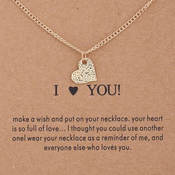 Salty Cold Brew Jewelry - Dainty “I Love You” Heart Pendant Necklace